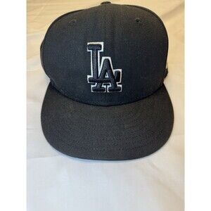 Los Angeles Dodgers New Era 59Fifty Fitted Hat LA MLB Black White 7 1/4